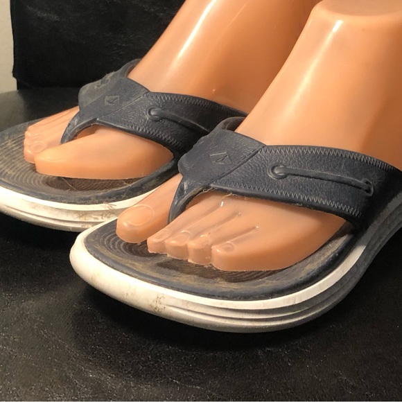 SPERRY TOP SIDER MENS NAVY BLUE FLIP FLOPS THONG SANDALS SIZE 6 - Picture 3 of 9